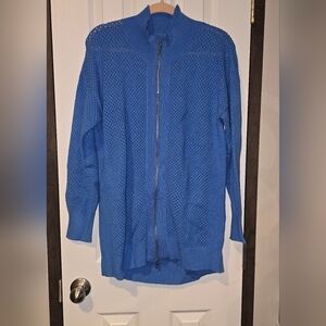 Elegant Blue Zipper Cardigan